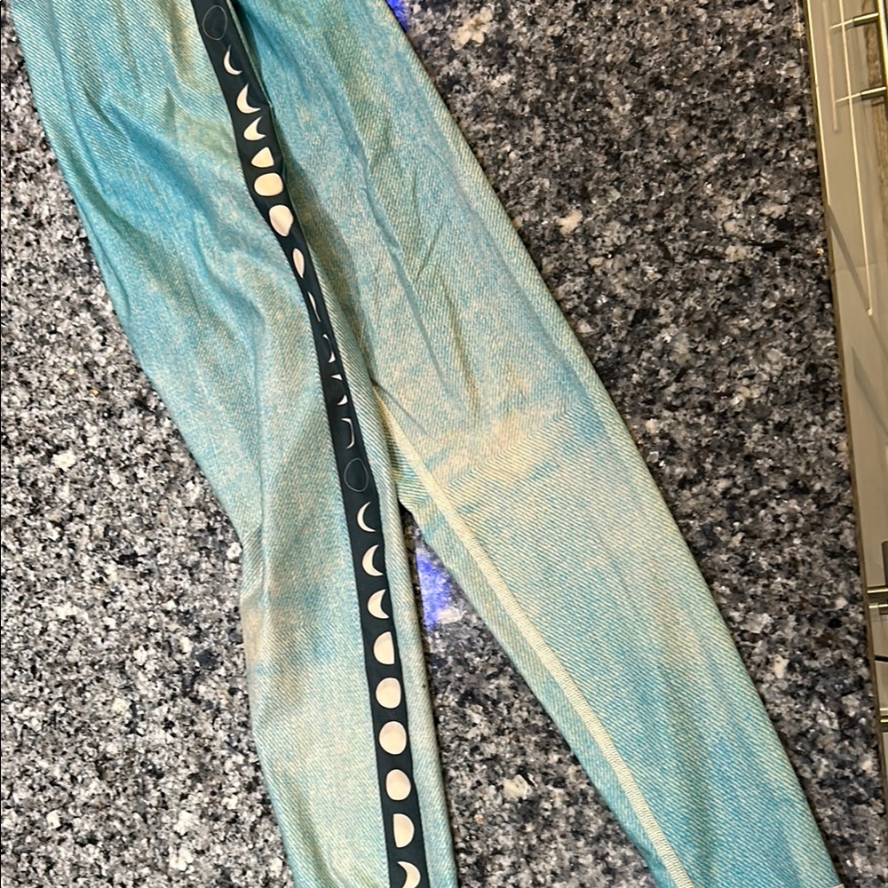 teeki Teal Ombre Jeggings with Moon-Phase Side Trim